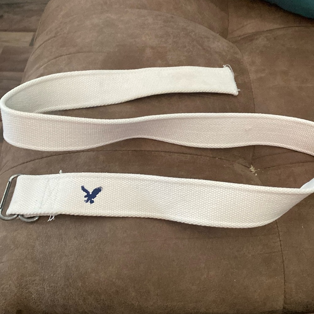 White Canvas Belt with Blue Logo